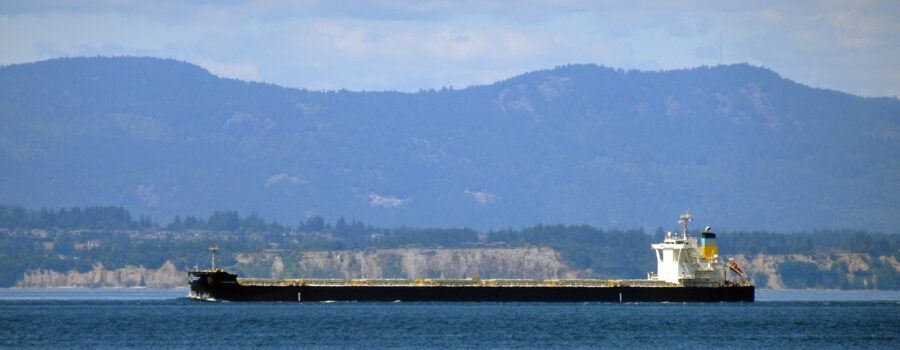 Ship leaving Port of Vancouver, BC