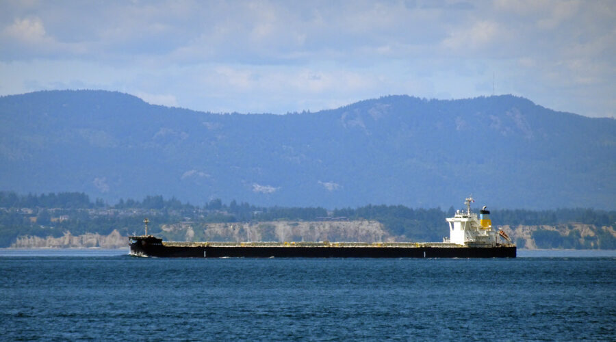 Ship leaving Port of Vancouver, BC